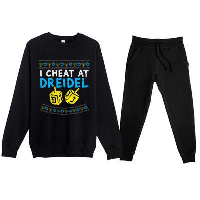 I Cheat At Dreidel Ugly Hanukkah Sweater Chanukah Jew Gift Premium Crewneck Sweatsuit Set