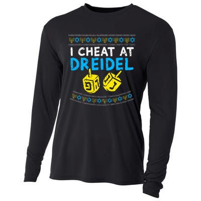 I Cheat At Dreidel Ugly Hanukkah Sweater Chanukah Jew Gift Cooling Performance Long Sleeve Crew