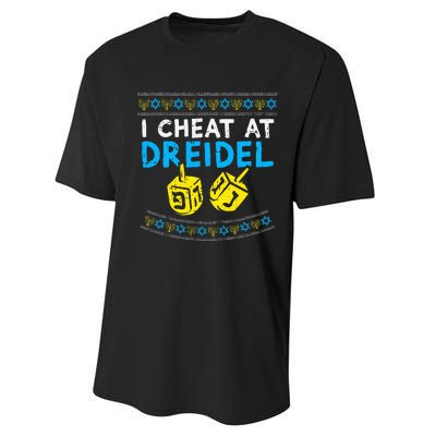 I Cheat At Dreidel Ugly Hanukkah Sweater Chanukah Jew Gift Performance Sprint T-Shirt