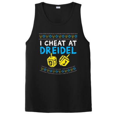 I Cheat At Dreidel Ugly Hanukkah Sweater Chanukah Jew Gift PosiCharge Competitor Tank