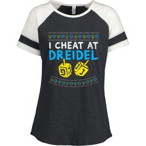 I Cheat At Dreidel Ugly Hanukkah Sweater Chanukah Jew Gift Enza Ladies Jersey Colorblock Tee