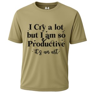 I Cry A Lot But IM So Productive Funny Mental Health Cooling Performance Crew T-Shirt