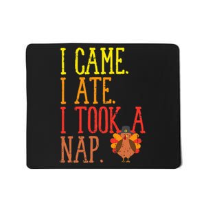 I Came Ate Took Nap Funny Turkey Day Thanksgiving Food Gift Mousepad