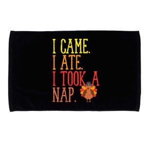 I Came Ate Took Nap Funny Turkey Day Thanksgiving Food Gift Microfiber Hand Towel