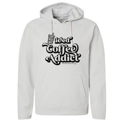 Iced Coffee Addict for Retro Iced Coffee Latte Lovers Performance Fleece Hoodie