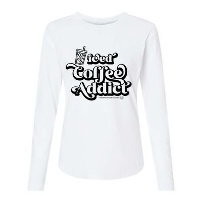 Iced Coffee Addict for Retro Iced Coffee Latte Lovers Womens Cotton Relaxed Long Sleeve T-Shirt