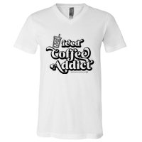 Iced Coffee Addict for Retro Iced Coffee Latte Lovers V-Neck T-Shirt