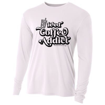 Iced Coffee Addict for Retro Iced Coffee Latte Lovers Cooling Performance Long Sleeve Crew