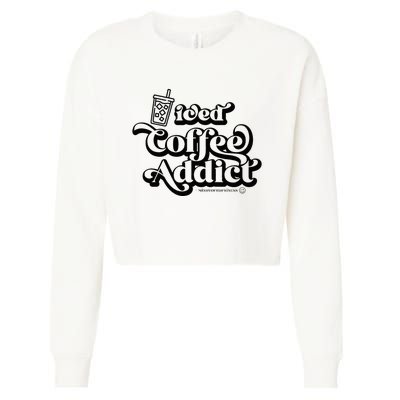 Iced Coffee Addict for Retro Iced Coffee Latte Lovers Cropped Pullover Crew