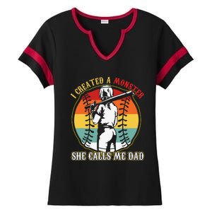 I Created A Monster She Call Me Dad Ladies Halftime Notch Neck Tee