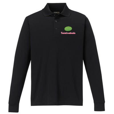 I Carried A Watermelon Performance Long Sleeve Polo