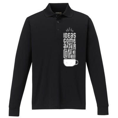 Ideas Come After Coffee Performance Long Sleeve Polo