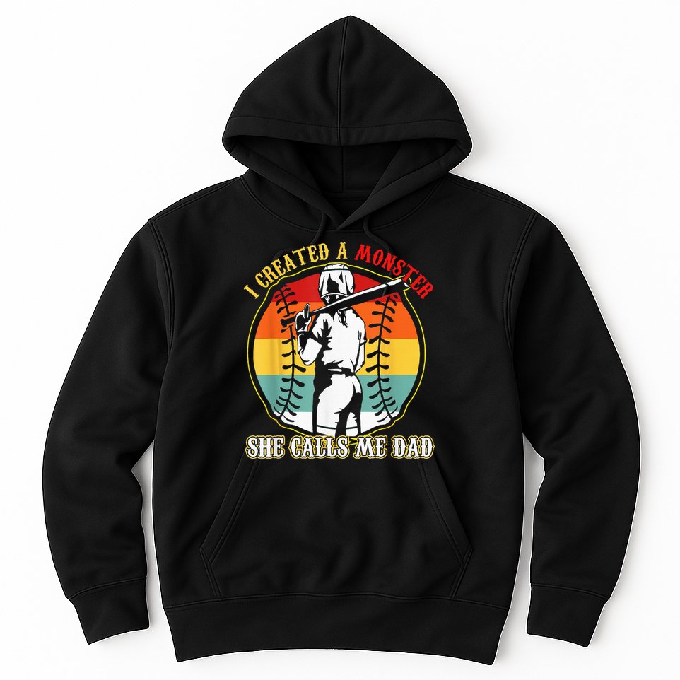 I Created A Monster She Call Me Dad Softball Baseball Lover Hoodie