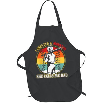 I Created A Monster She Call Me Dad Softball Baseball Lover Apron