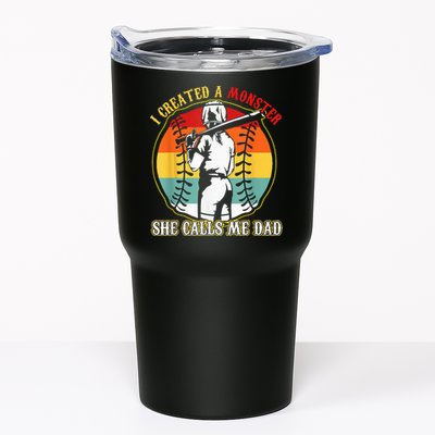 I Created A Monster She Call Me Dad Softball Baseball Lover Tumbler