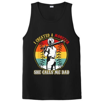 I Created A Monster She Call Me Dad Softball Baseball Lover PosiCharge Competitor Tank