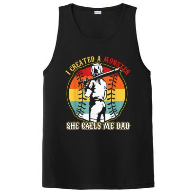 I Created A Monster She Call Me Dad Softball Baseball Lover PosiCharge Competitor Tank