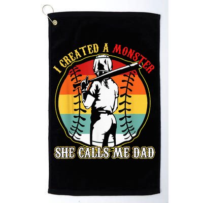 I Created A Monster She Call Me Dad Softball Baseball Lover Golf Towel