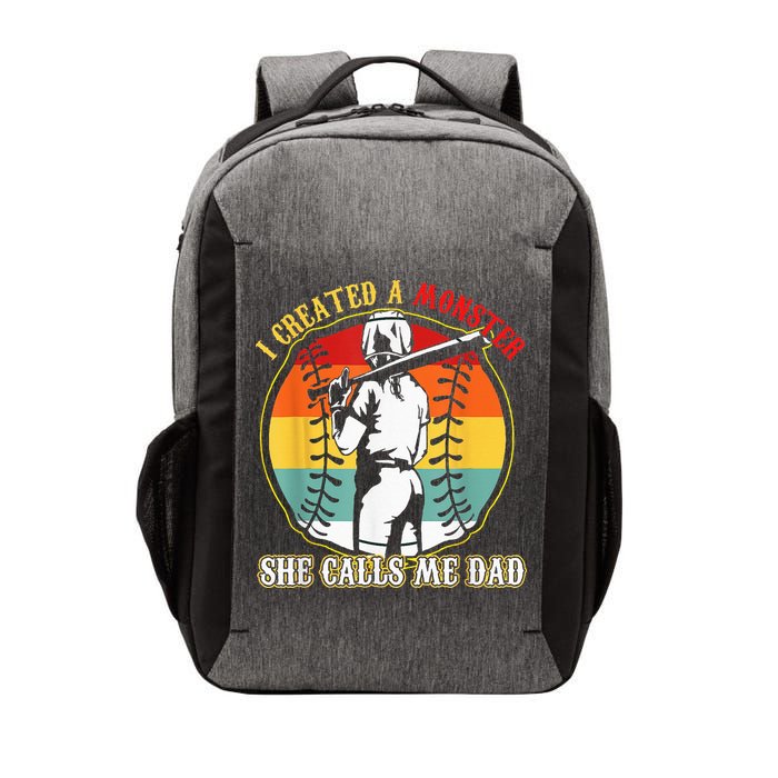 I Created A Monster She Call Me Dad Softball Baseball Lover Vector Backpack