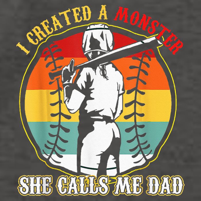 I Created A Monster She Call Me Dad Softball Baseball Lover Vector Backpack