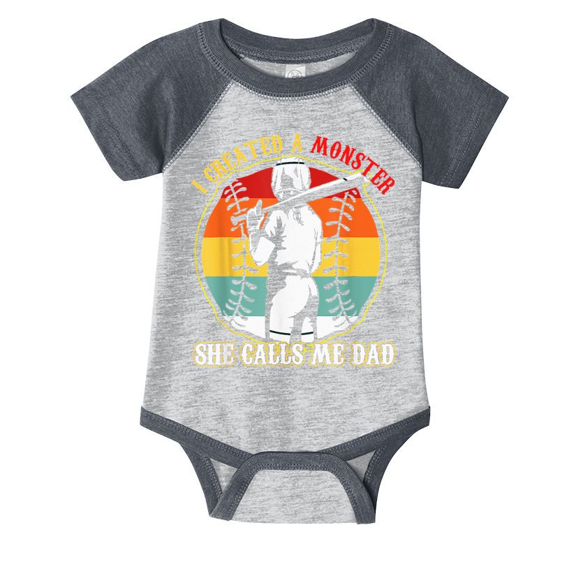 I Created A Monster She Call Me Dad Softball Baseball Lover Infant Baby Jersey Bodysuit