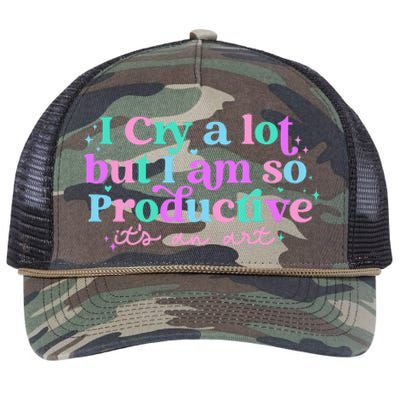 I Cry A Lot But I Am So Productive Retro Rope Trucker Hat Cap