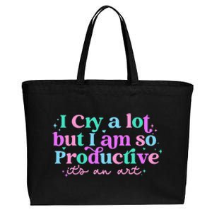 I Cry A Lot But I Am So Productive Cotton Canvas Jumbo Tote