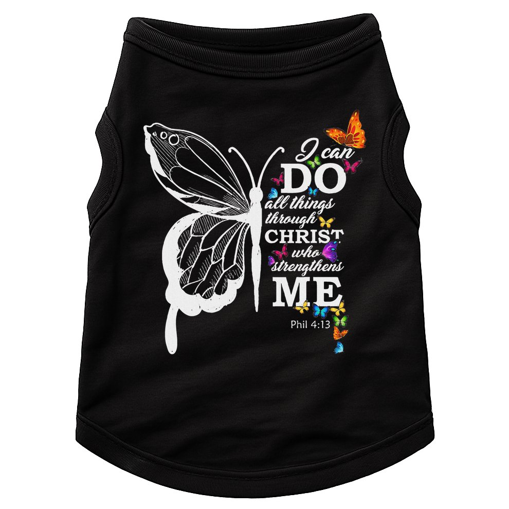 I Can All Through Christ Butterfly Art Religious Doggie Tank