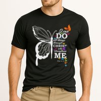 I Can All Through Christ Butterfly Art Religious Cooling Performance Crew T-Shirt