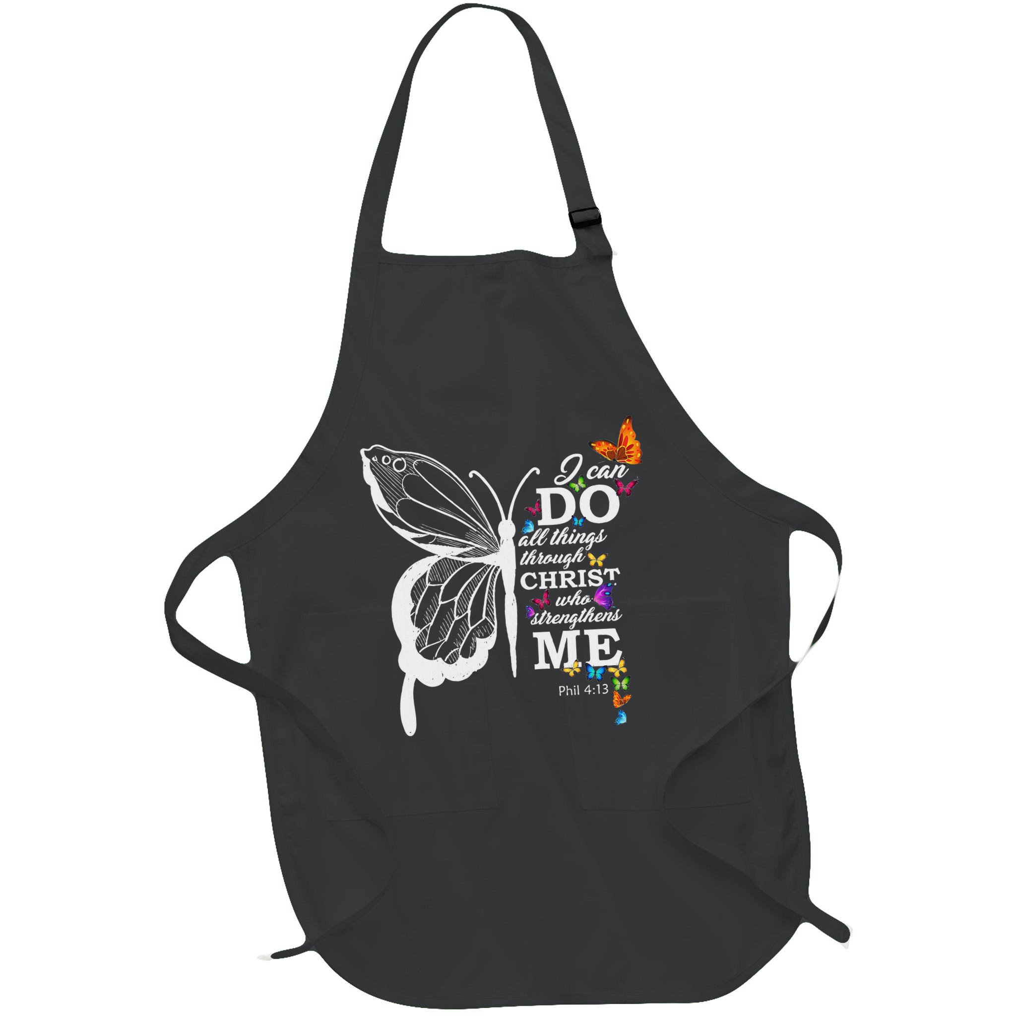 I Can All Through Christ Butterfly Art Religious Apron
