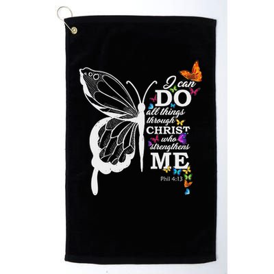 I Can All Through Christ Butterfly Art Religious Golf Towel