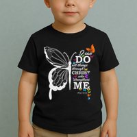 I Can All Through Christ Butterfly Art Religious Toddler T-Shirt