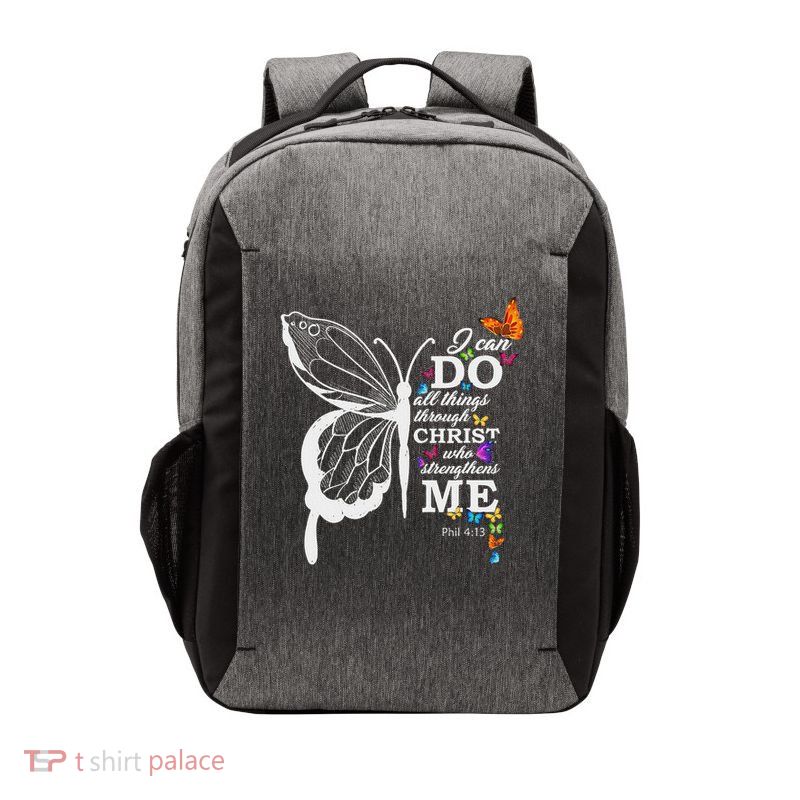 I Can All Through Christ Butterfly Art Religious Vector Backpack