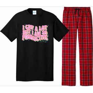 I Cry A Lot But I Am So Productive Funny Trending Meme Pajama Set