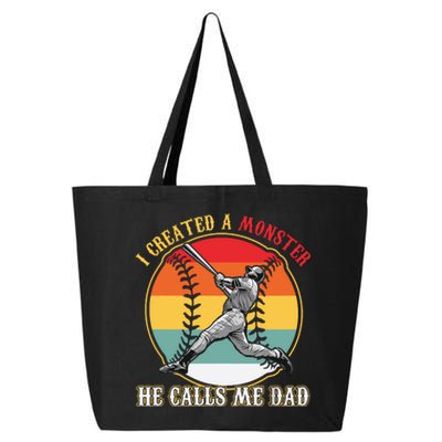 I Created A Monster He Call Me Dad Baseball Fathers Day 25L Jumbo Tote