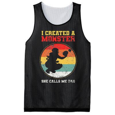 I Created A Monster Softball Dad Catcher She Calls Me Dad Mesh Reversible Basketball Jersey Tank