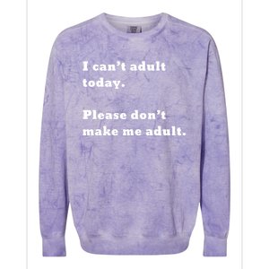 I Can’t Adult Today Please Don’t Make Me Adult Gift Colorblast Crewneck Sweatshirt