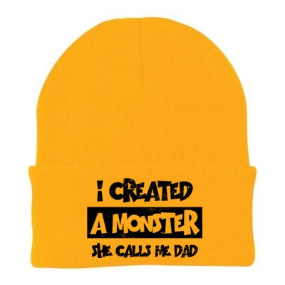 I Created A Monster She Calls Me Dad Father's Day Gift Knit Cap Winter Beanie