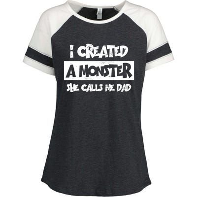 I Created A Monster She Calls Me Dad Father's Day Gift Enza Ladies Jersey Colorblock Tee