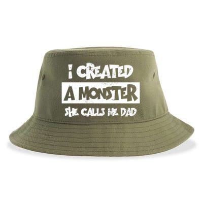 I Created A Monster She Calls Me Dad Father's Day Gift Sustainable Bucket Hat