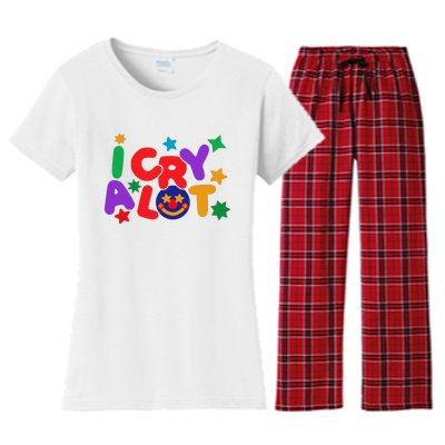 I Cry A Lot Funny Meme Women's Flannel Pajama Set