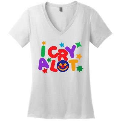 I Cry A Lot Funny Meme Women's V-Neck T-Shirt