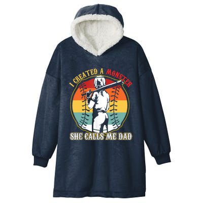 I Created A Monster She Call Me Dad Baseball Softball Dad Hooded Wearable Blanket