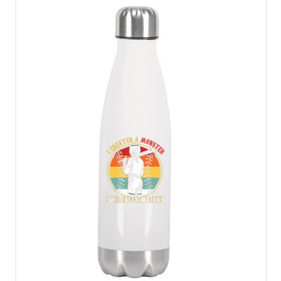 I Created A Monster She Call Me Dad Baseball Softball Dad Stainless Steel Insulated Water Bottle