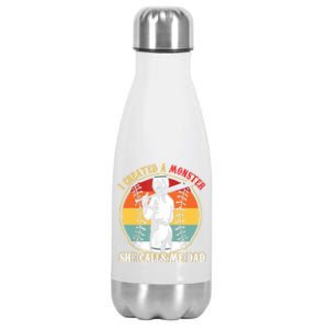 I Created A Monster She Call Me Dad Baseball Softball Dad Stainless Steel Insulated Water Bottle