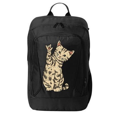 ILY Cat ASL Hand Gesture Deaf Hearing Loss Awareness City Backpack