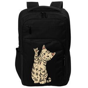 ILY Cat ASL Hand Gesture Deaf Hearing Loss Awareness Impact Tech Backpack