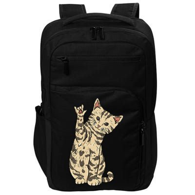 ILY Cat ASL Hand Gesture Deaf Hearing Loss Awareness Impact Tech Backpack