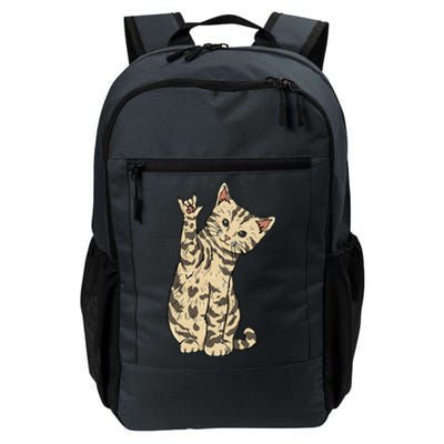 ILY Cat ASL Hand Gesture Deaf Hearing Loss Awareness Daily Commute Backpack