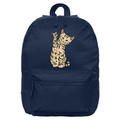 ILY Cat ASL Hand Gesture Deaf Hearing Loss Awareness 16 in Basic Backpack